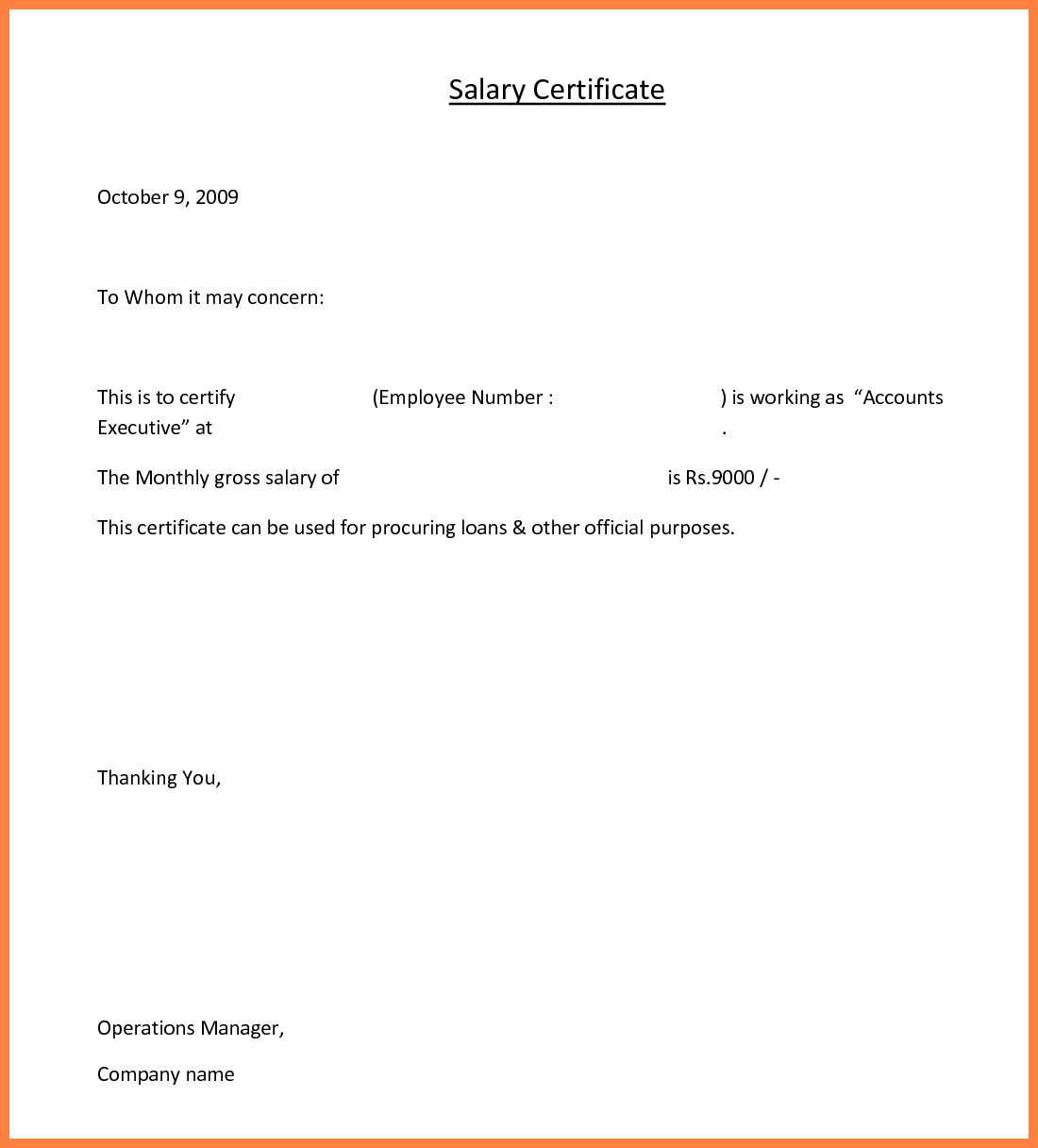 10+ Salary Certificate Templates For Employer – Pdf, Doc Pertaining To Australian Doctors Certificate Template