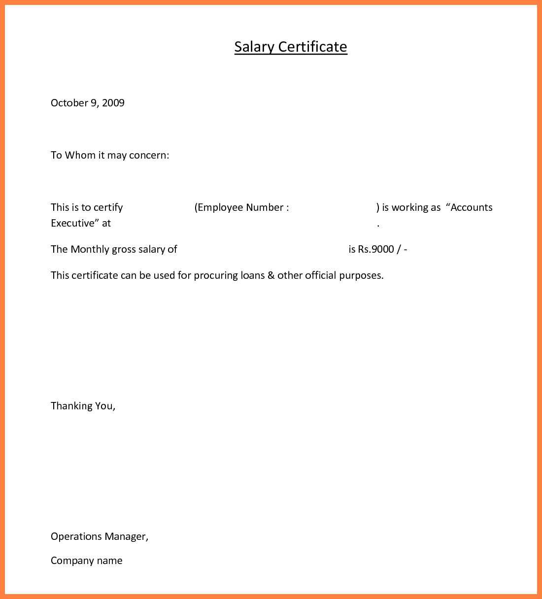 10+ Salary Certificate Templates For Employer – Pdf, Doc With Sample Certificate Employment Template