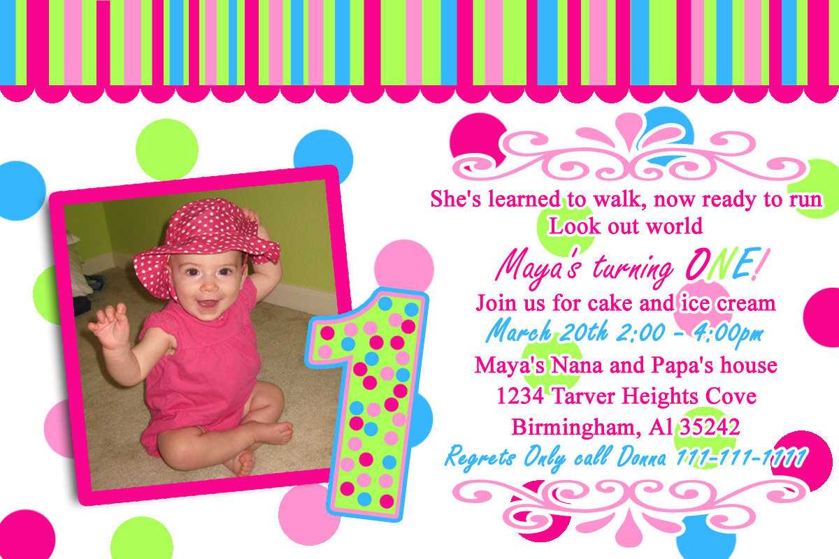 100+ [ First Birthday Party Invitations Wording Throughout First Birthday Invitation Card Template