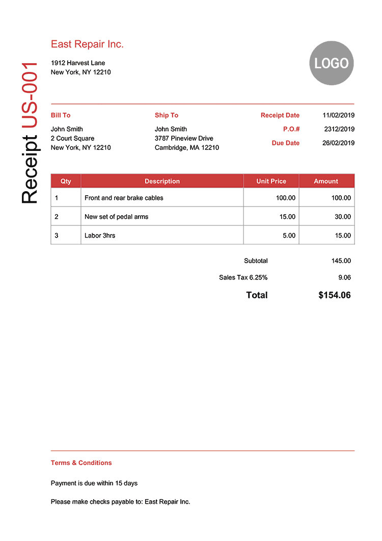100 Free Receipt Templates | Print & Email Receipts As Pdf In Credit Card Receipt Template