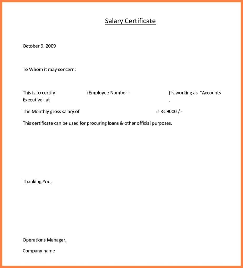 11+ Free Salary Certificate Templates – Word Excel Templates Inside Certificate Of Employment Template