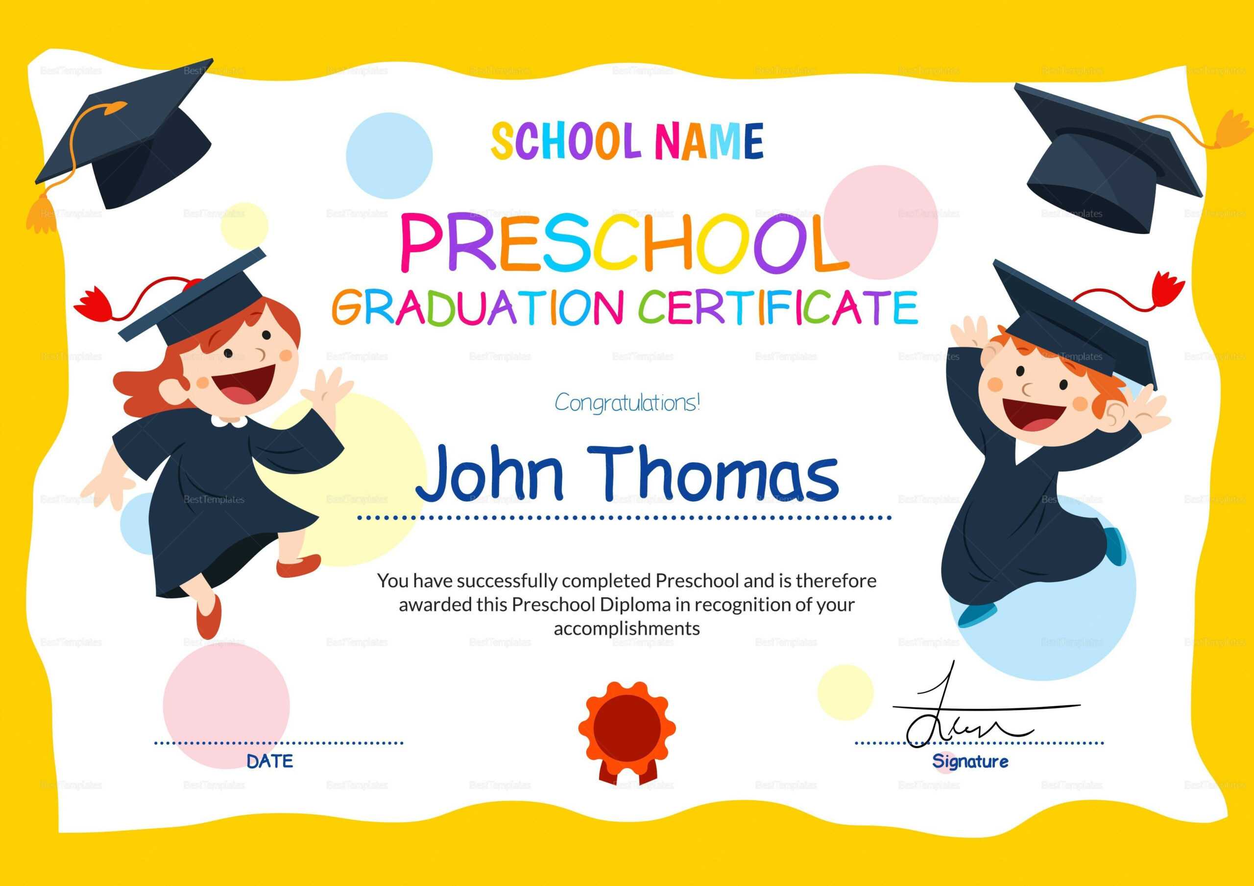 11+ Preschool Certificate Templates – Pdf | Free & Premium In Free School Certificate Templates