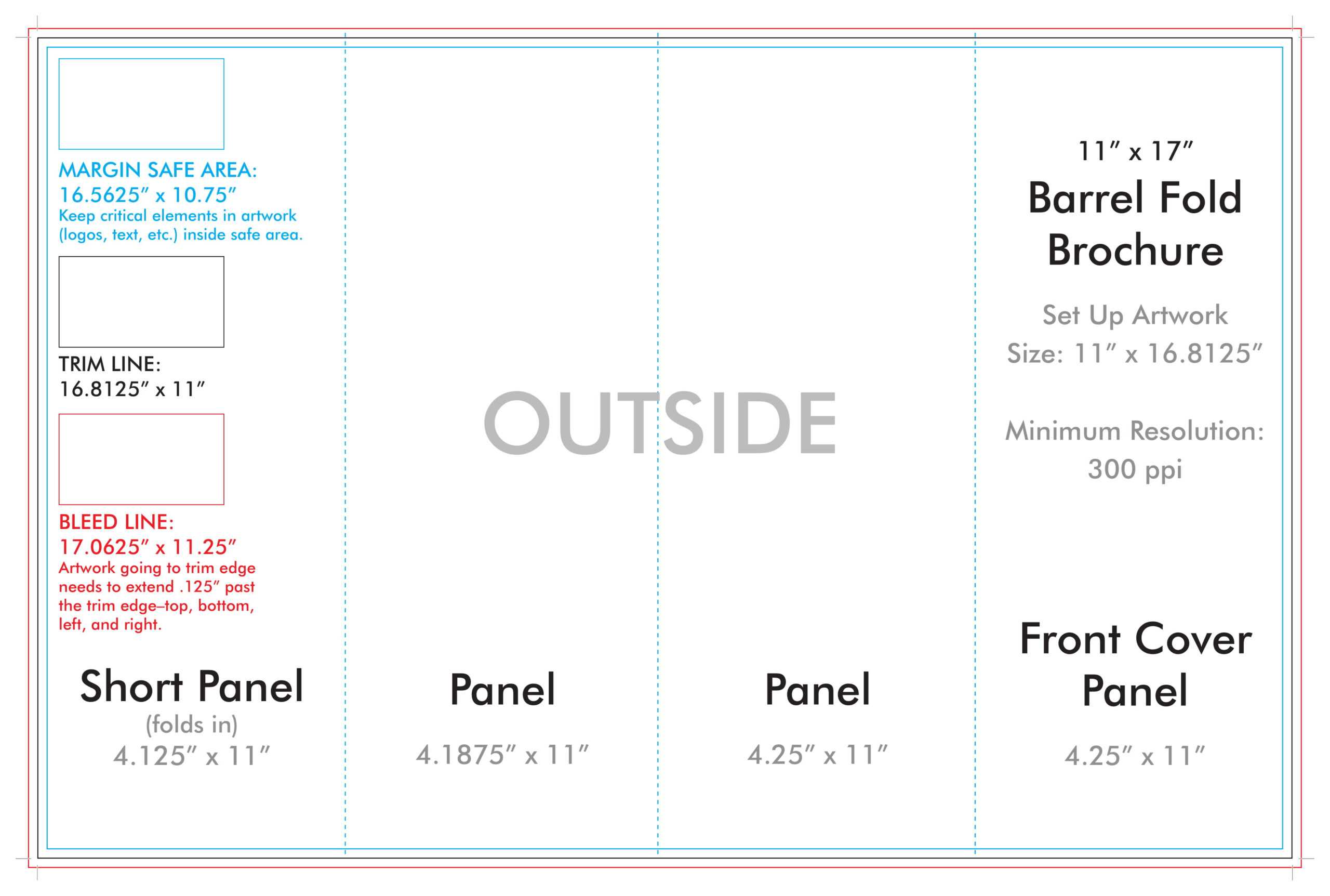 11" X 17" Barrel Fold Brochure Template – U.s. Press Intended For 4 Panel Brochure Template