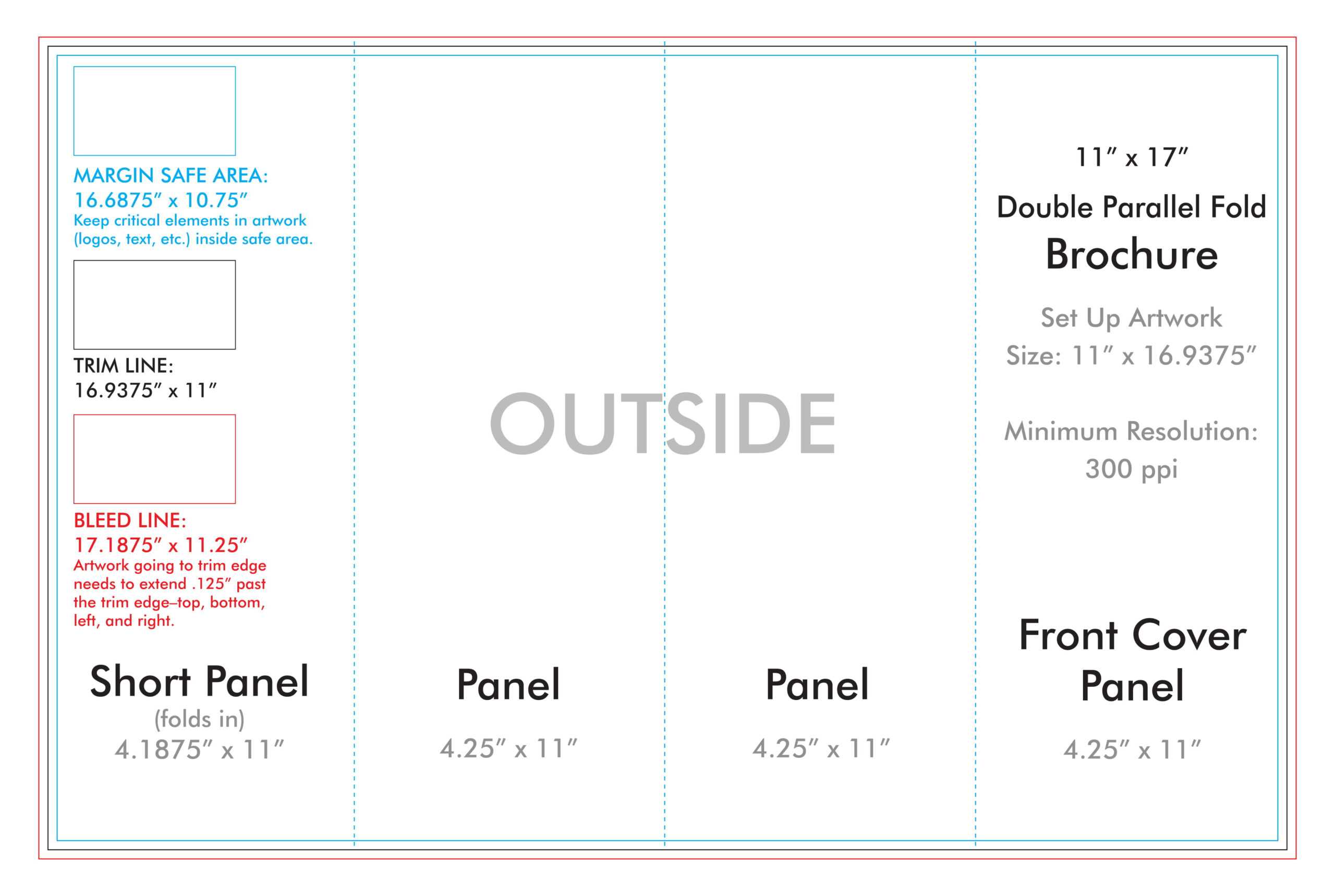 11" X 17" Double Parallel Brochure Template – U.s. Press For Brochure 4 Fold Template