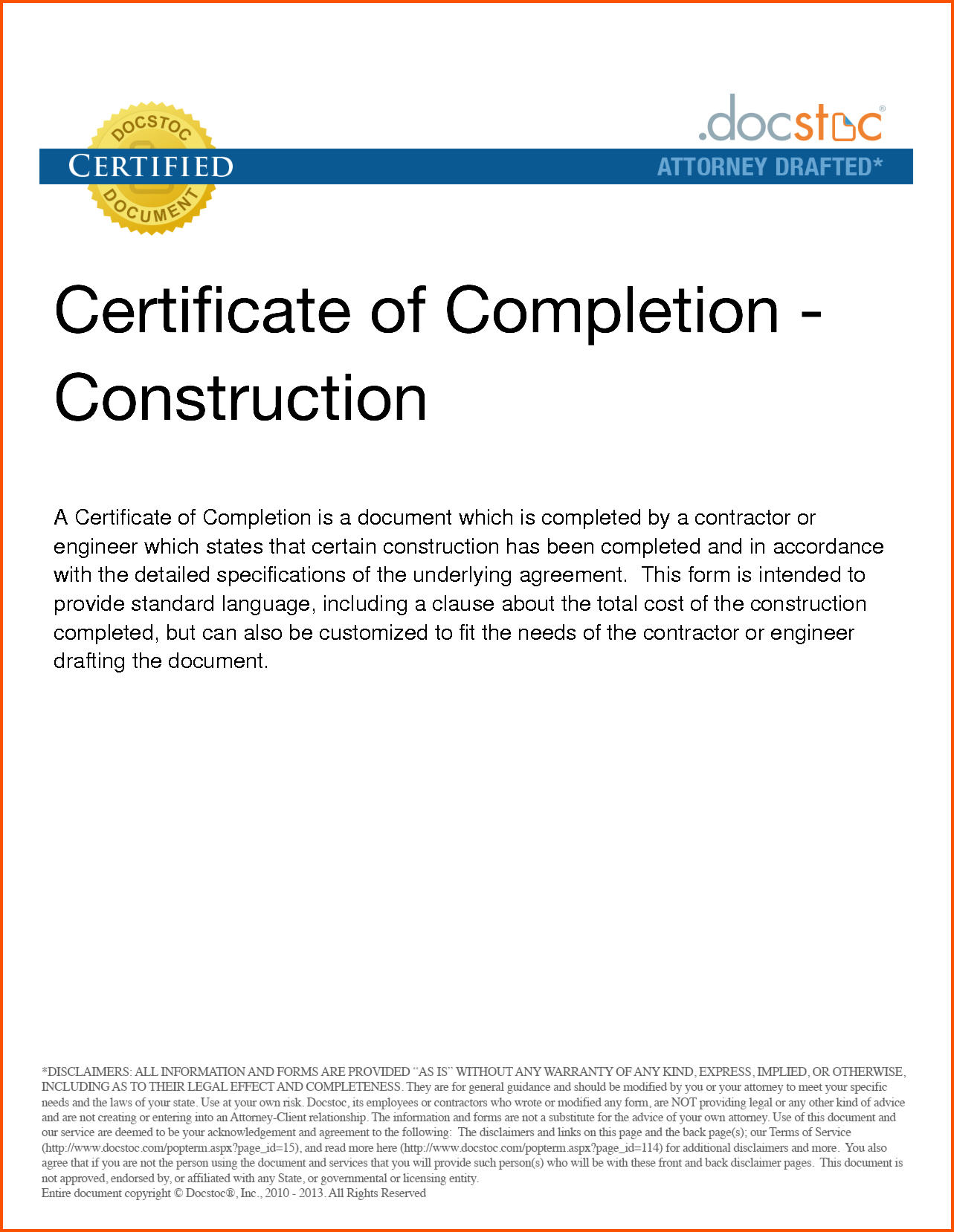 12+ Printable Certificate Of Completion | Survey Template Words Throughout Certificate Of Completion Construction Templates
