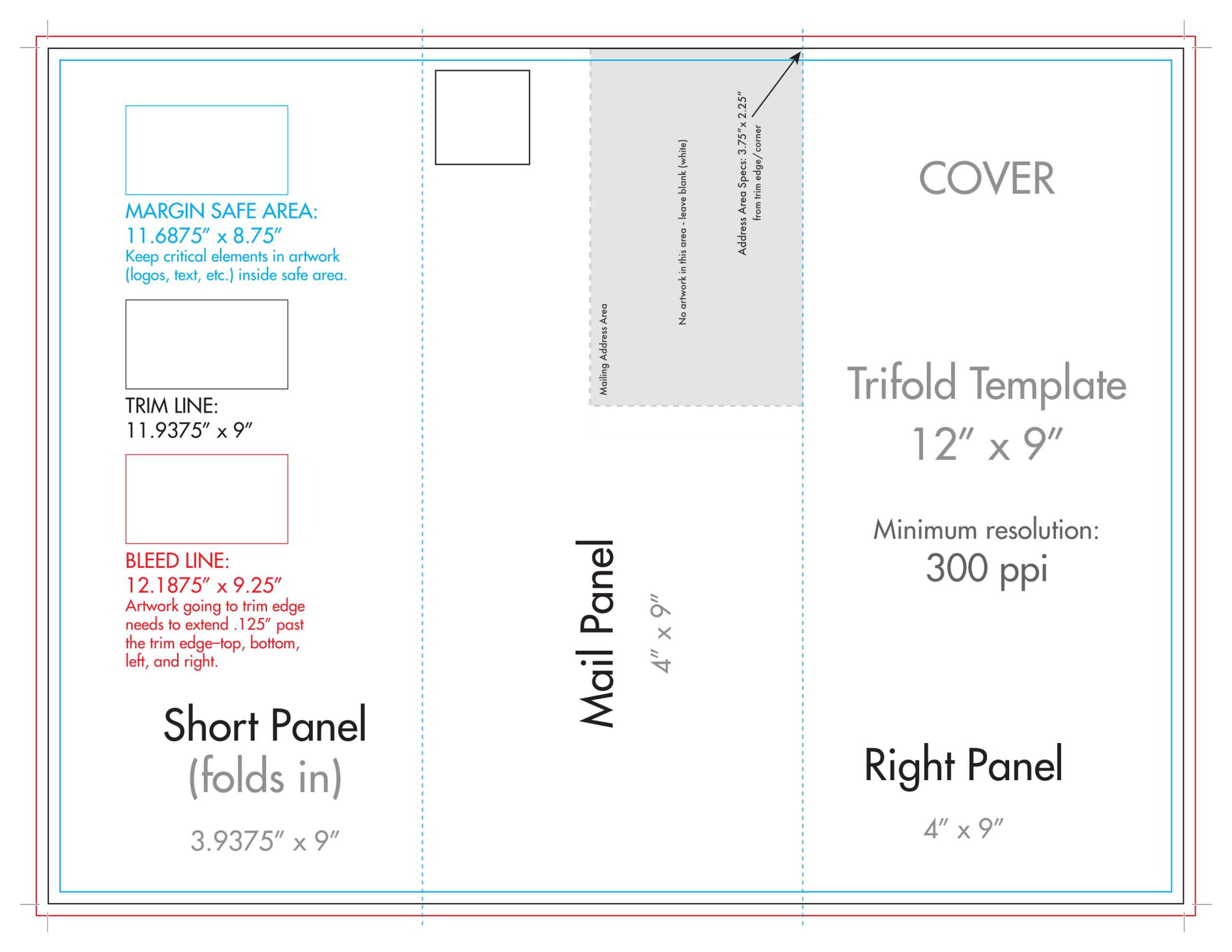 12" X 9" Rack Brochure Template (Tri Fold) – U.s. Press Inside 4 Panel Brochure Template