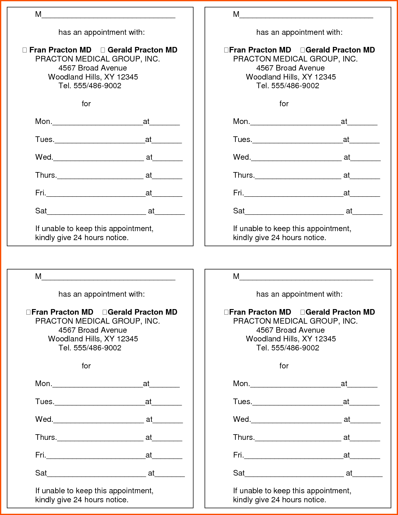 13+ Appointment Cards Template | Survey Template Words For Medical Appointment Card Template Free