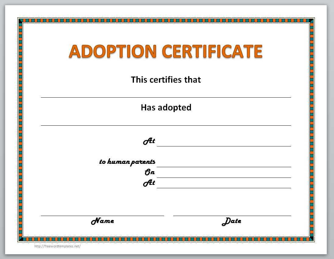 13 Free Certificate Templates For Word » Officetemplate In Child Adoption Certificate Template