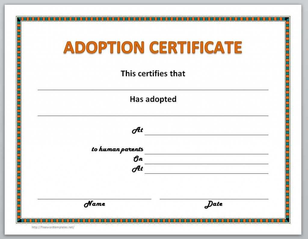 13 Free Certificate Templates For Word » Officetemplate With Regard To Adoption Certificate Template