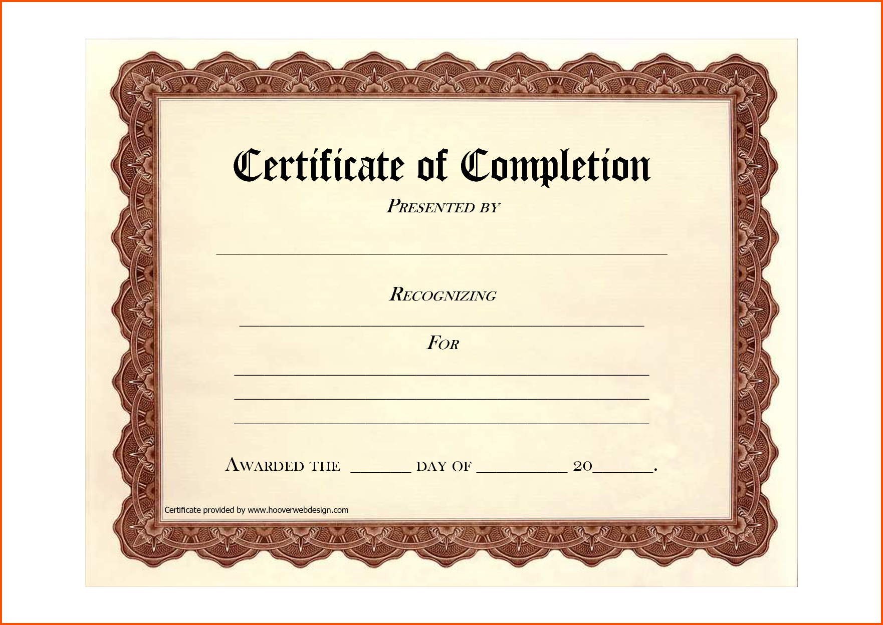 13+ Free Printable Certificate Of Completion | Survey For Certificate Of Completion Template Free Printable