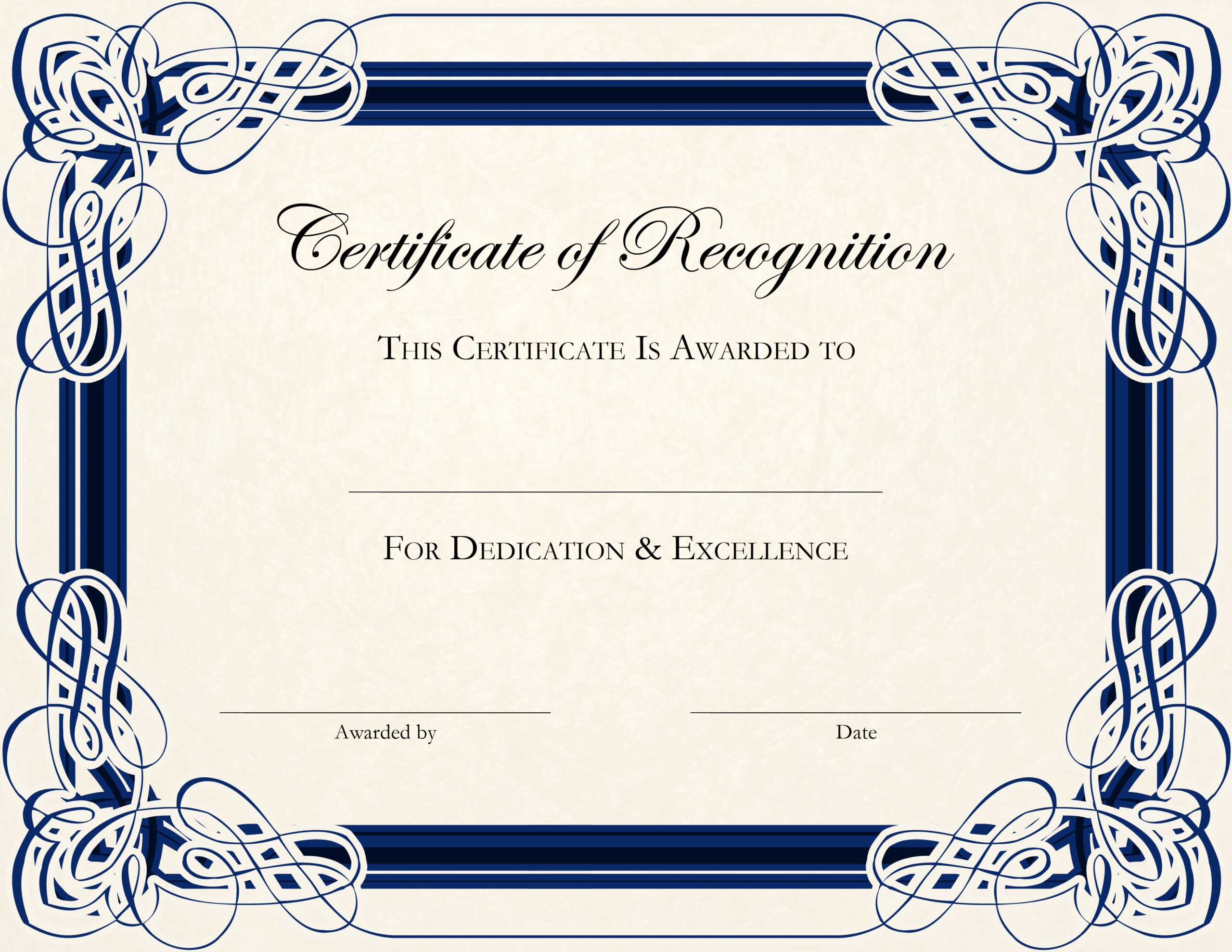 14 Certificate Design Templates Images – Recognition With Regard To High Resolution Certificate Template