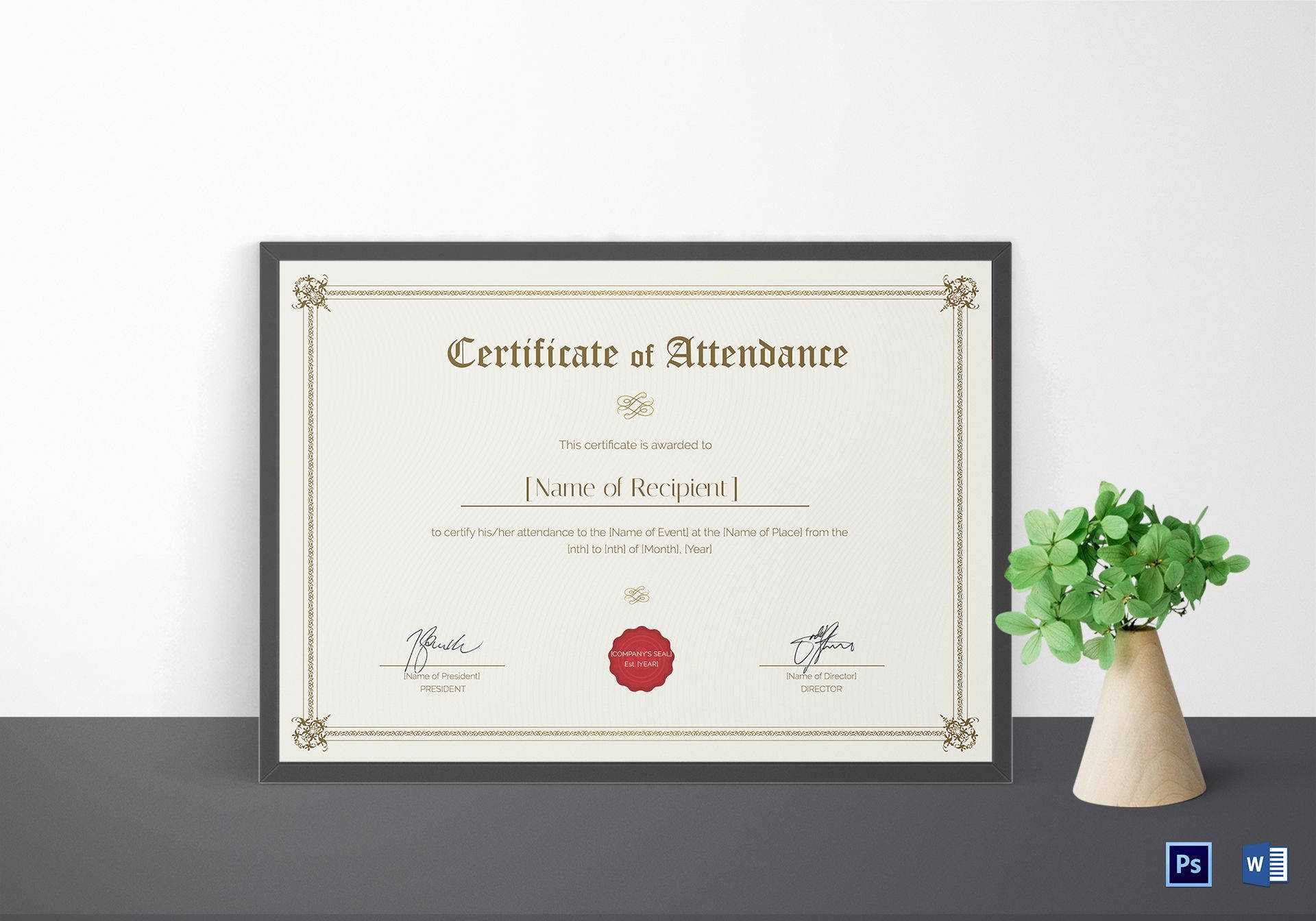 18+ Attendance Certificate Templates – Word, Psd, Docs With Regard To Conference Certificate Of Attendance Template