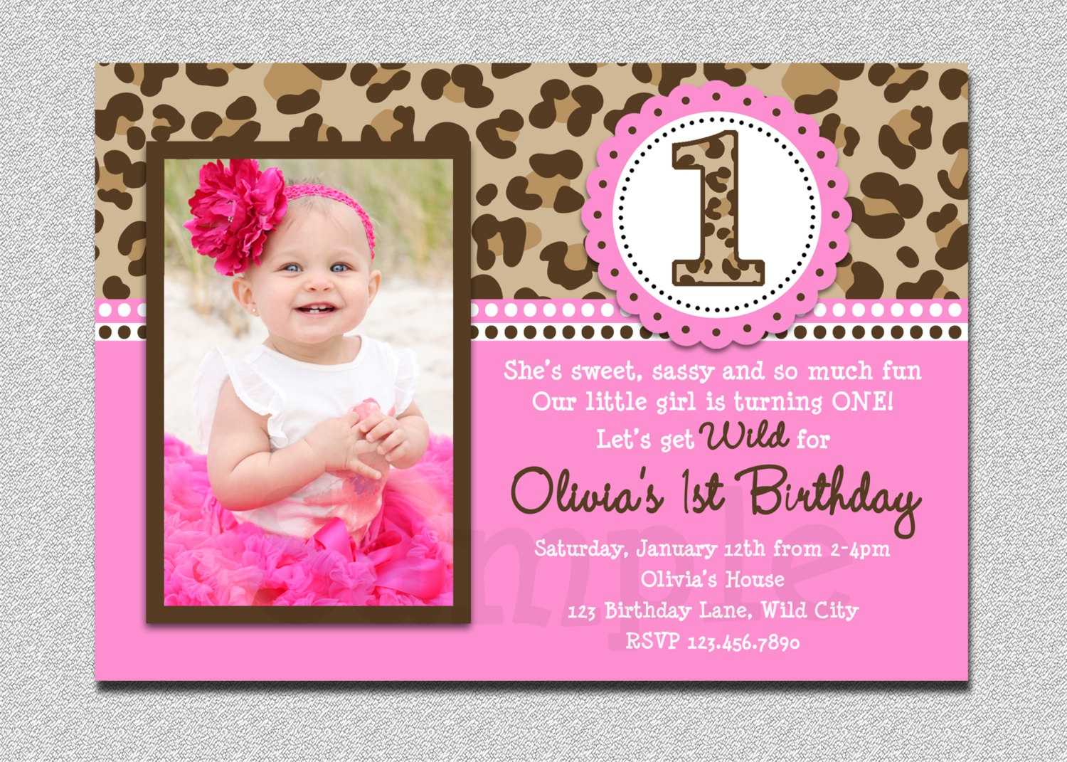 1St Birthday Invitations Girl Templates Free Regarding First Birthday Invitation Card Template