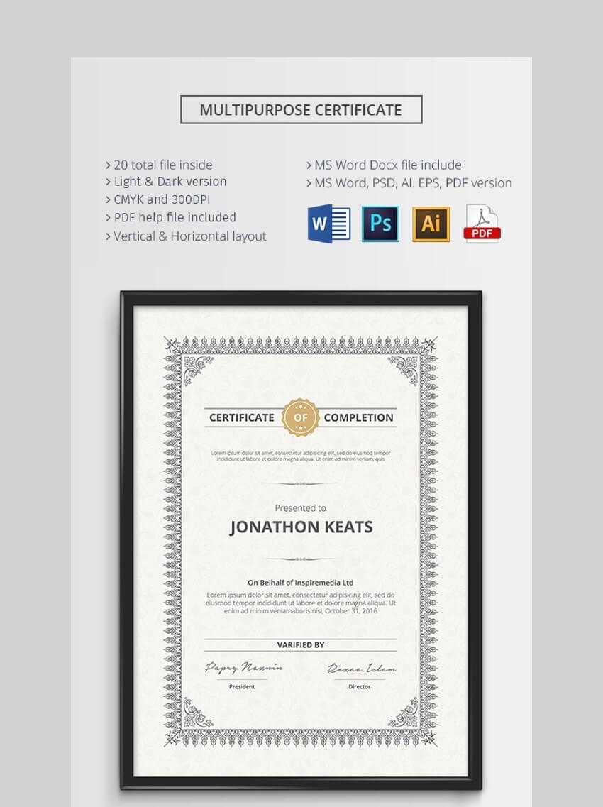 20 Best Free Microsoft Word Certificate Templates (Downloads Intended For Scholarship Certificate Template Word