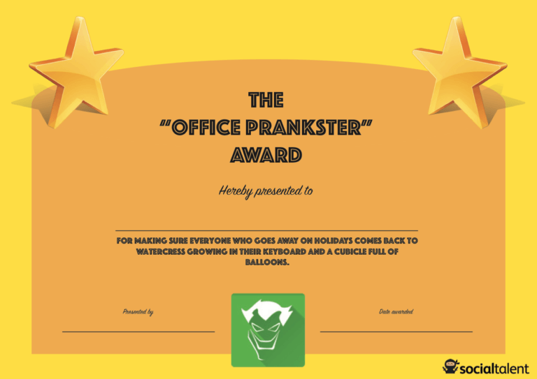 Hilarious Office Awards To Embarrass Your Colleagues For Funny Certificates For Employees