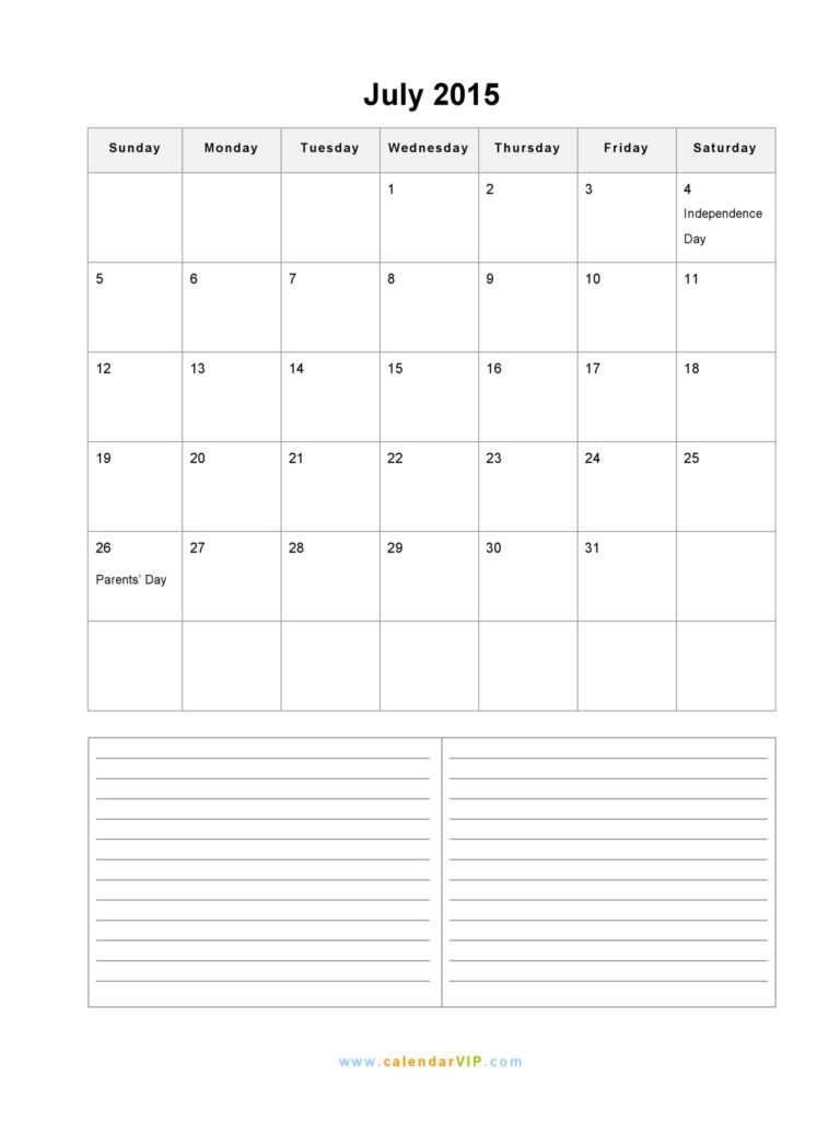 2015 Free Printable Calendar Template ] – Free Printable Intended For ...