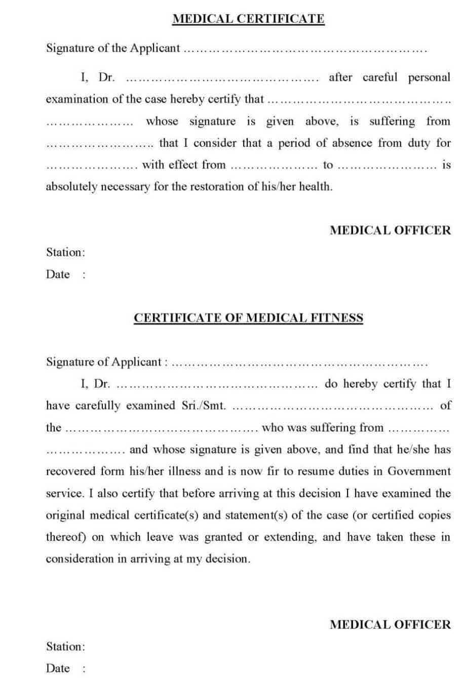 21+ Free Medical Certificate Template – Word Excel Formats For Free Fake Medical Certificate Template