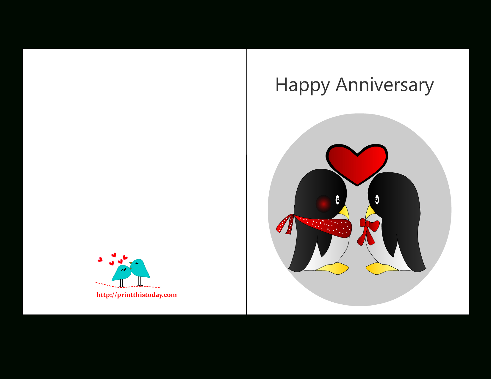 22 Free Printable Birthday Cards With Penguins, Cards Free Intended For Word Anniversary Card Template