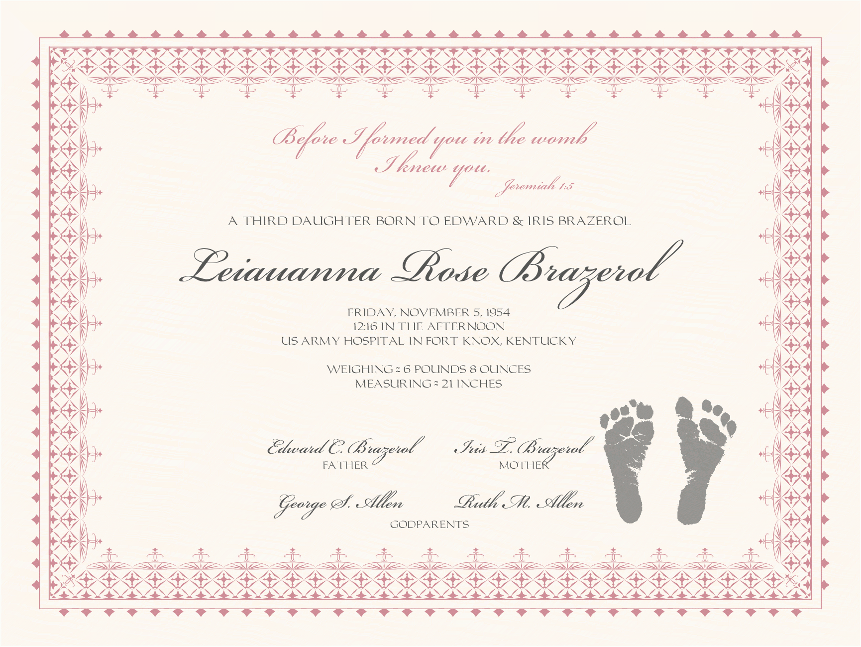 25 Images Of Spiritual Birth Certificate Template | Masorler For Girl Birth Certificate Template