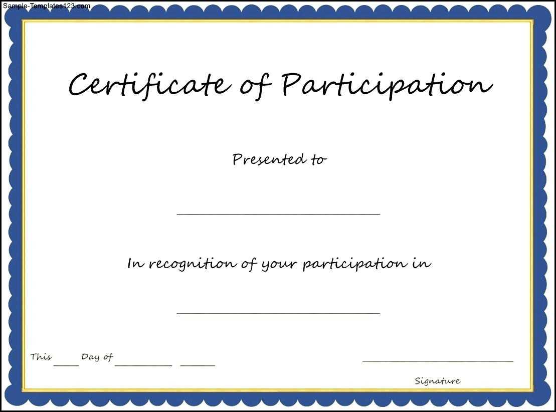 29 Images Of Professional Certificates Of Participation Inside Certificate Of Participation Template Word