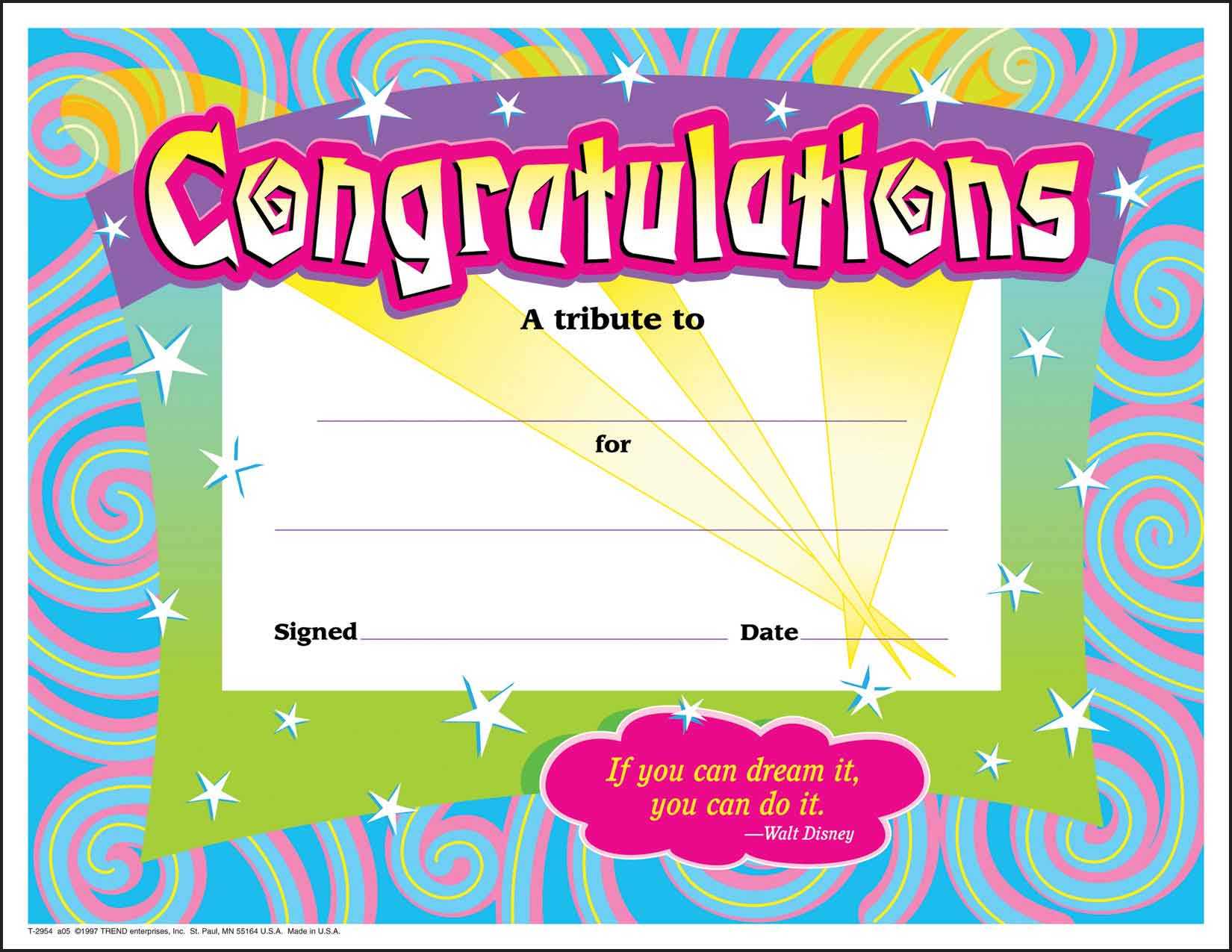 30 Congratulations Awards (Large) Swirl Certificate Pack Throughout Free Printable Funny Certificate Templates
