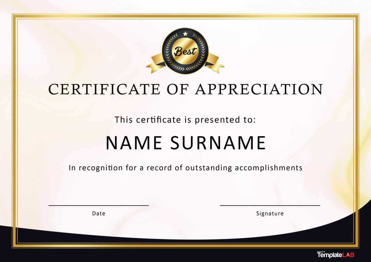 30 Free Certificate Of Appreciation Templates And Letters For Formal Certificate Of Appreciation Template