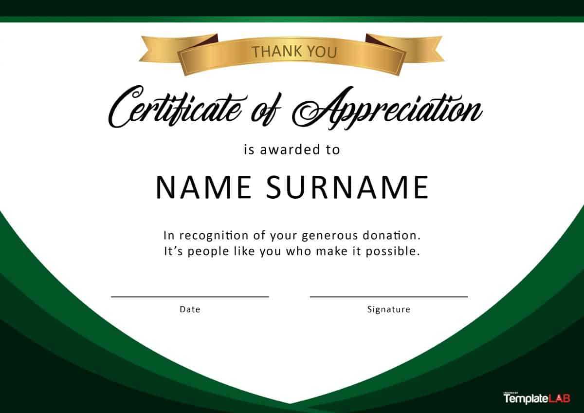 30 Free Certificate Of Appreciation Templates And Letters For Recognition Of Service Certificate Template