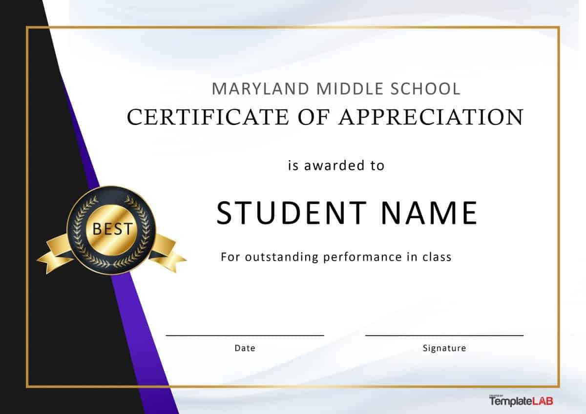 30 Free Certificate Of Appreciation Templates And Letters For School Certificate Templates Free