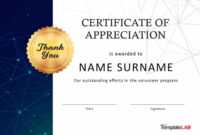 30 Free Certificate Of Appreciation Templates And Letters in Volunteer Award Certificate Template