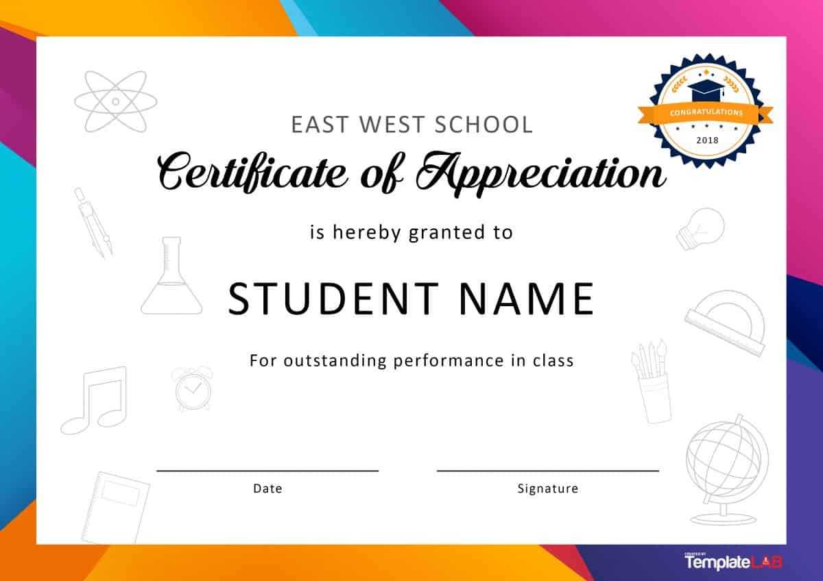 30 Free Certificate Of Appreciation Templates And Letters Inside Free School Certificate Templates