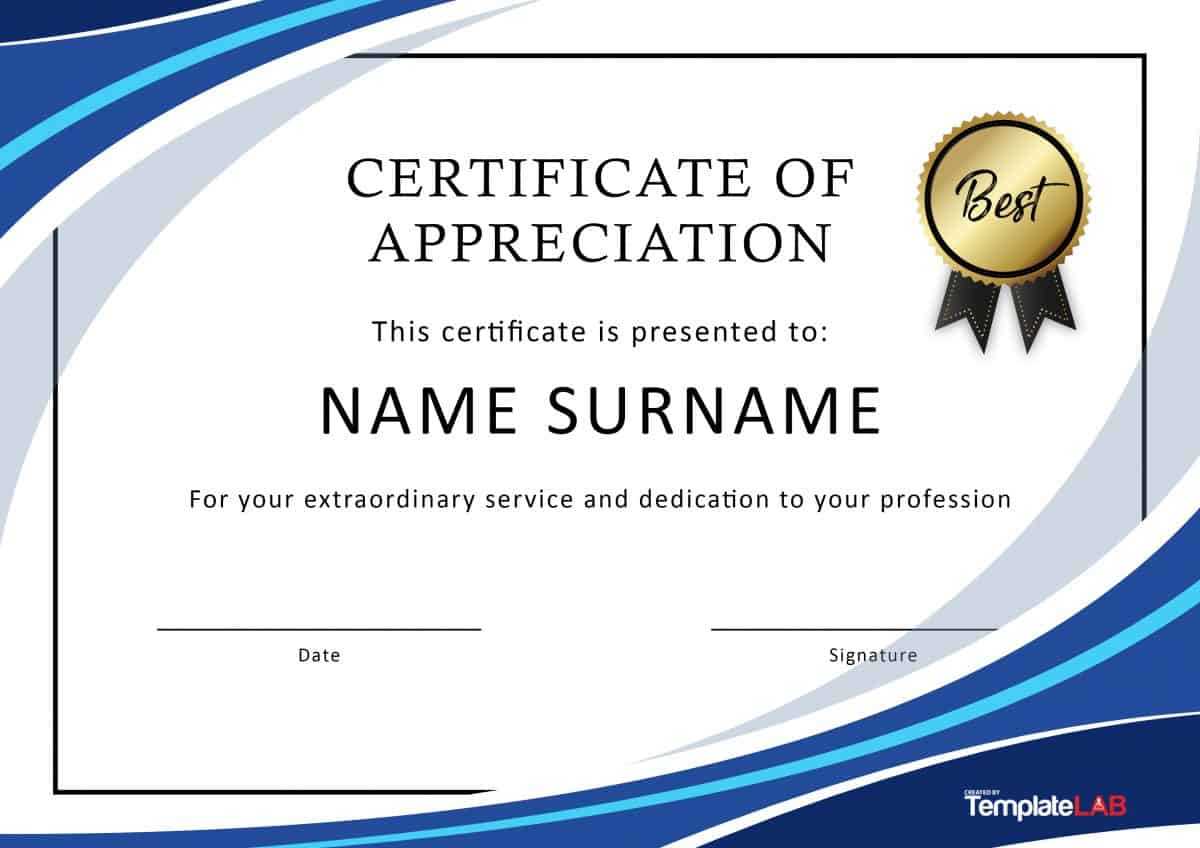 30 Free Certificate Of Appreciation Templates And Letters Inside Template For Certificate Of Award