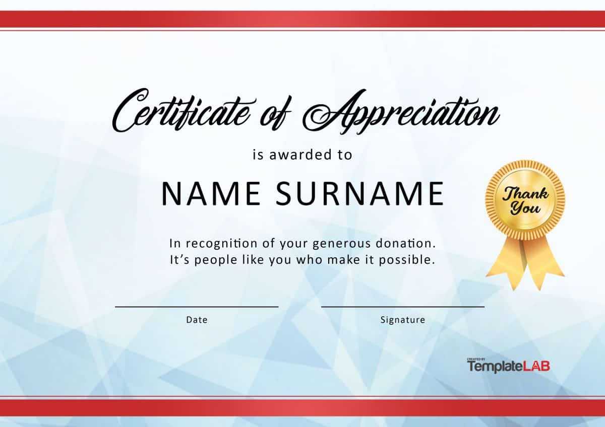 30 Free Certificate Of Appreciation Templates And Letters Pertaining To Donation Certificate Template
