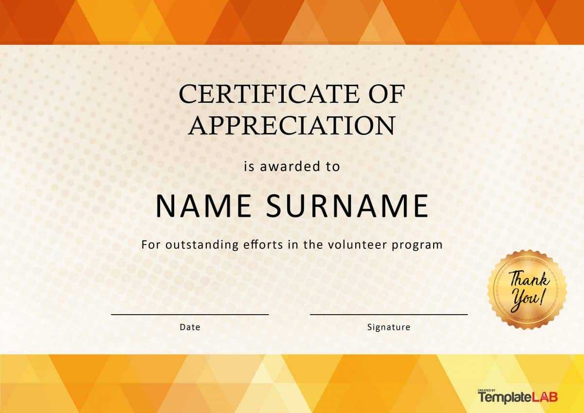 30 Free Certificate Of Appreciation Templates And Letters Pertaining To Volunteer Certificate Templates