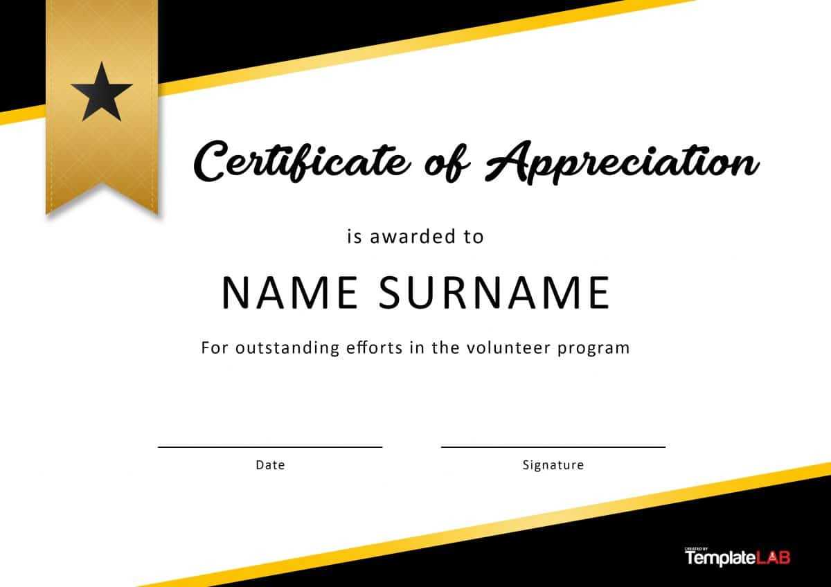 30 Free Certificate Of Appreciation Templates And Letters With Regard To Volunteer Award Certificate Template