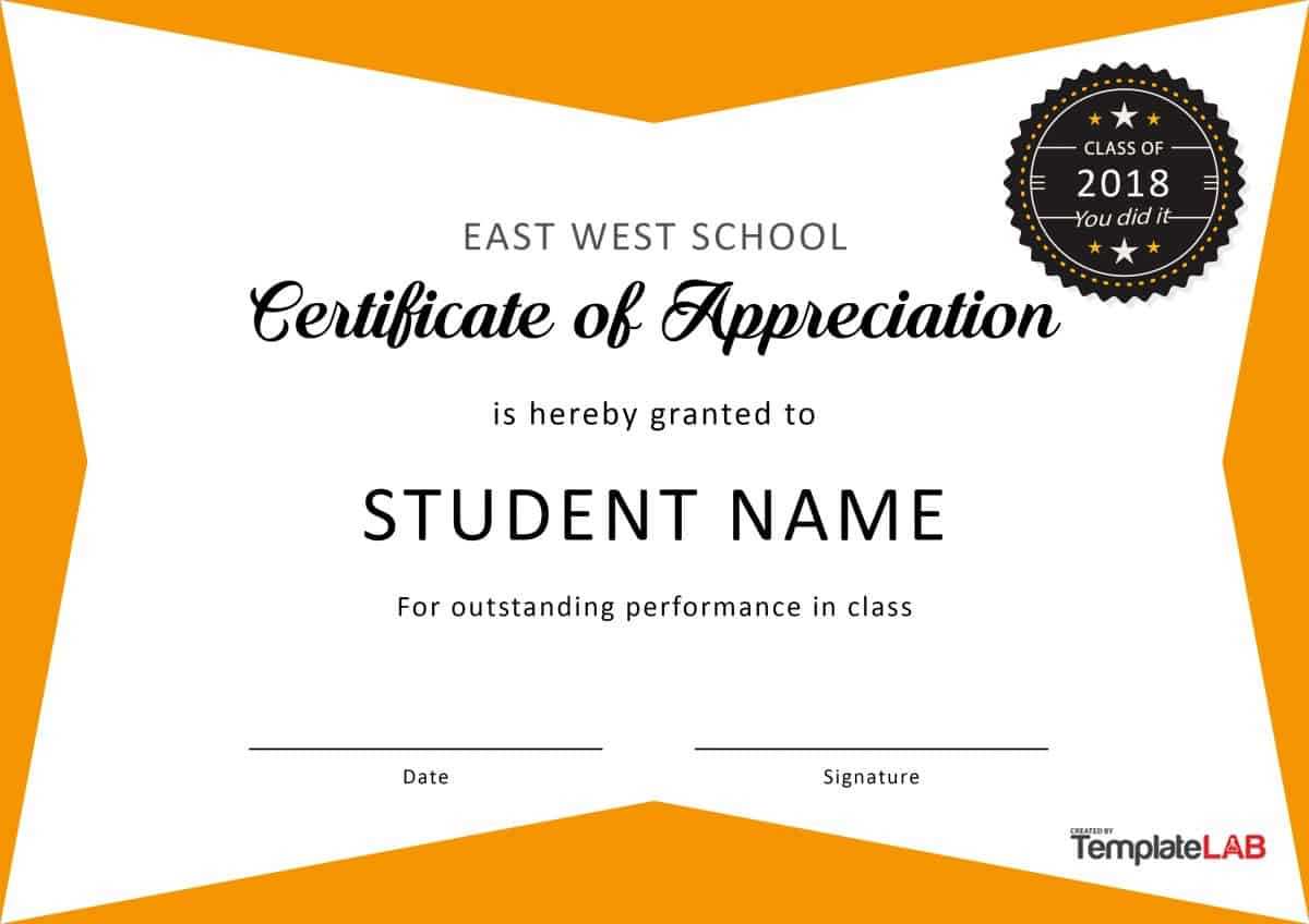 30 Free Certificate Of Appreciation Templates And Letters Within Free Printable Student Of The Month Certificate Templates