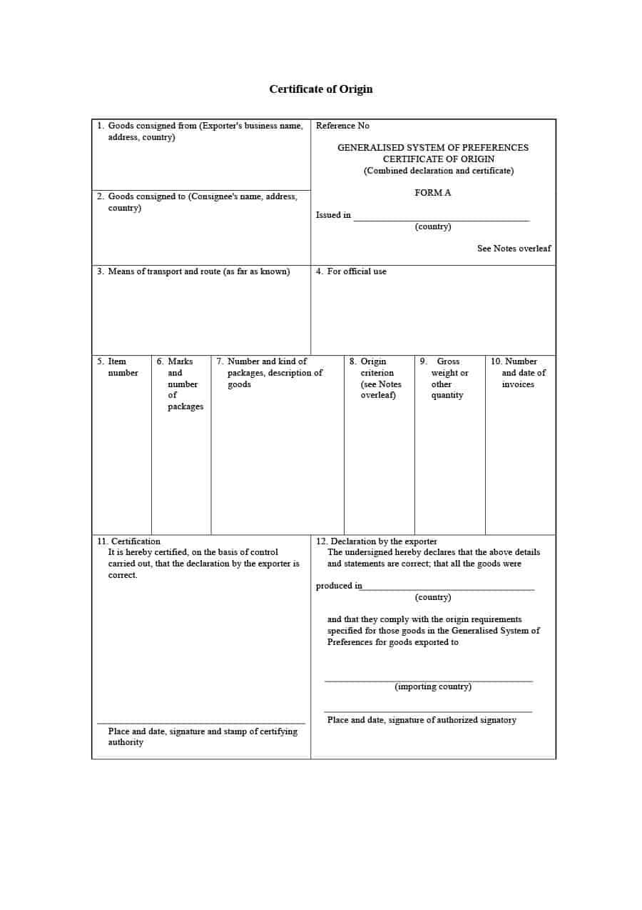 30 Printable Certificate Of Origin Templates (100% Free) ᐅ In Certificate Of Origin Template Word