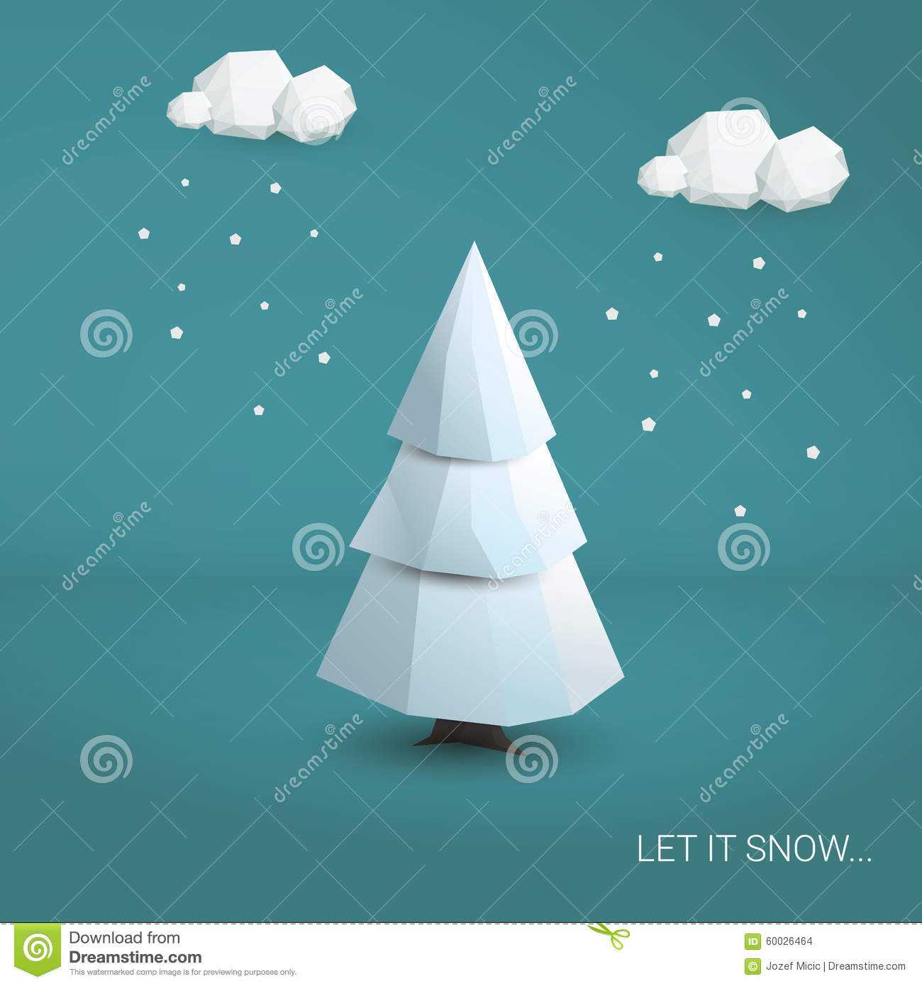 3D Low Poly Christmas Tree Card Template Stock Illustration With Regard To 3D Christmas Tree Card Template