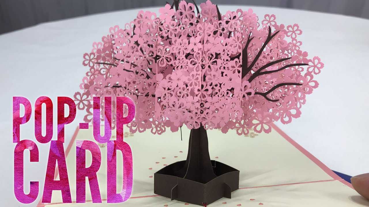 3D Pop Up Pink Tree Greeting Cardyhmall Review For Pop Up Tree Card Template