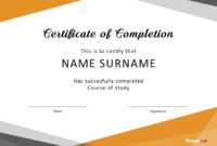 40 Fantastic Certificate Of Completion Templates [Word for Template For Training Certificate
