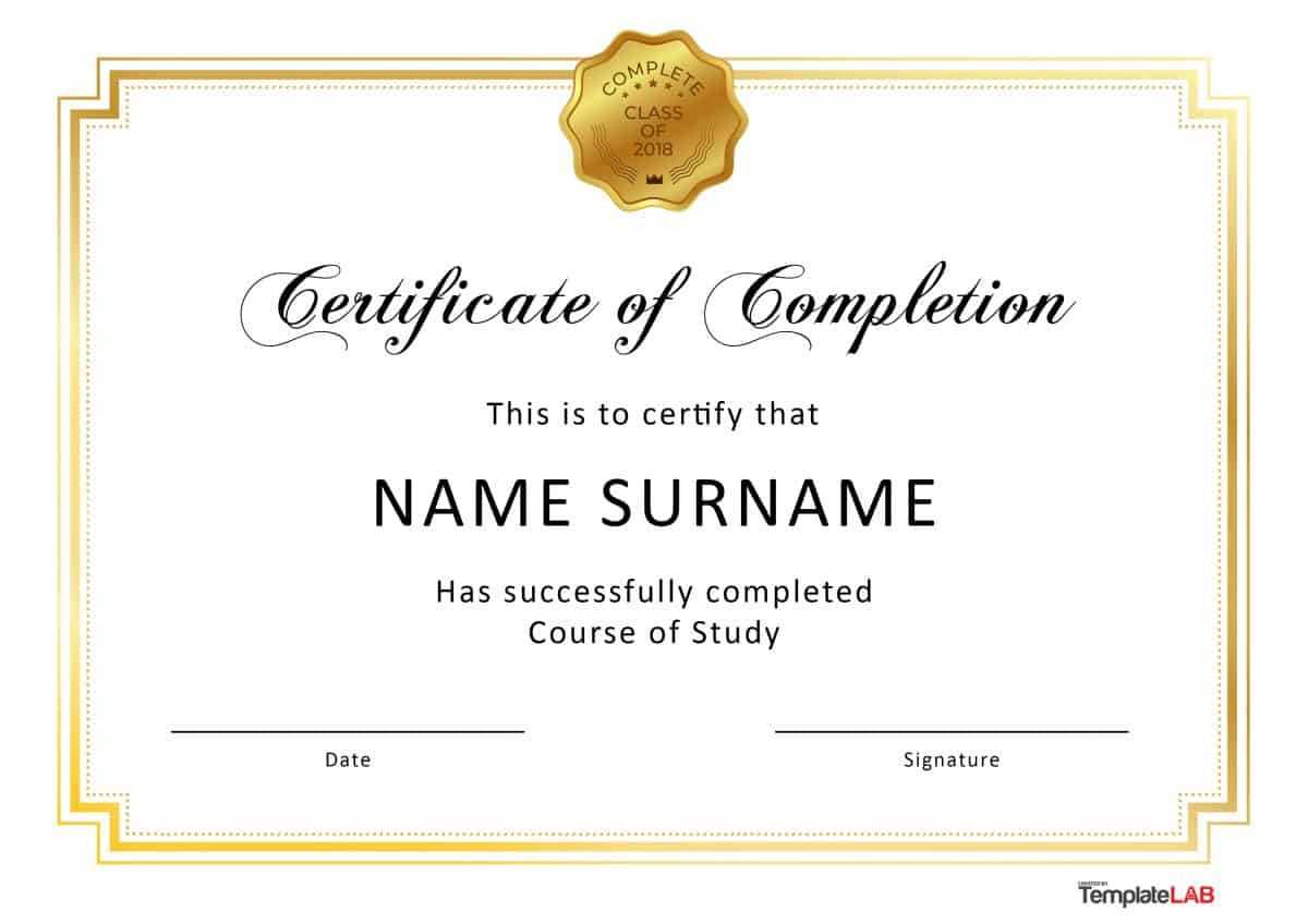 40 Fantastic Certificate Of Completion Templates [Word With Certification Of Completion Template