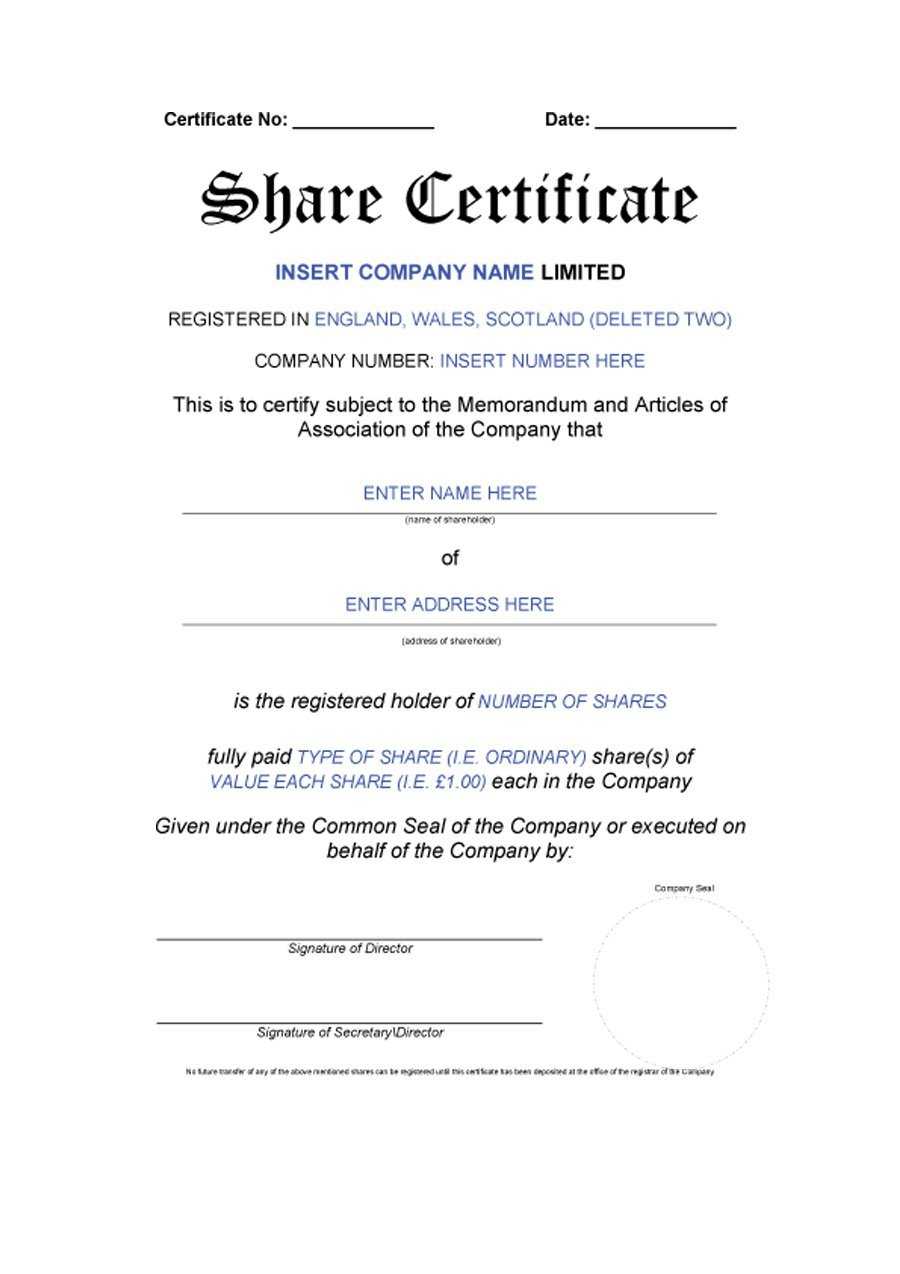 40+ Free Stock Certificate Templates (Word, Pdf) ᐅ Template Lab Inside Shareholding Certificate Template