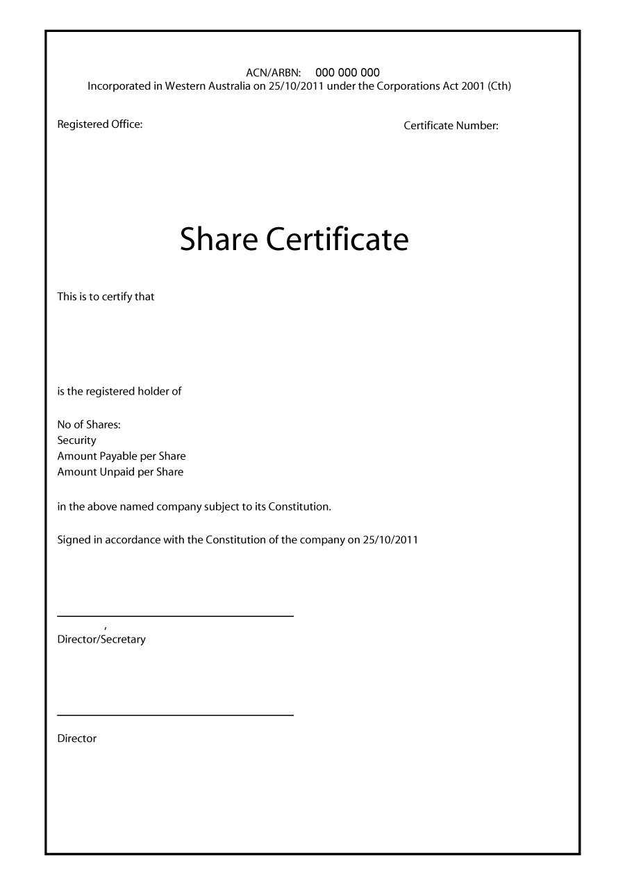 40+ Free Stock Certificate Templates (Word, Pdf) ᐅ Template Lab Pertaining To Share Certificate Template Australia
