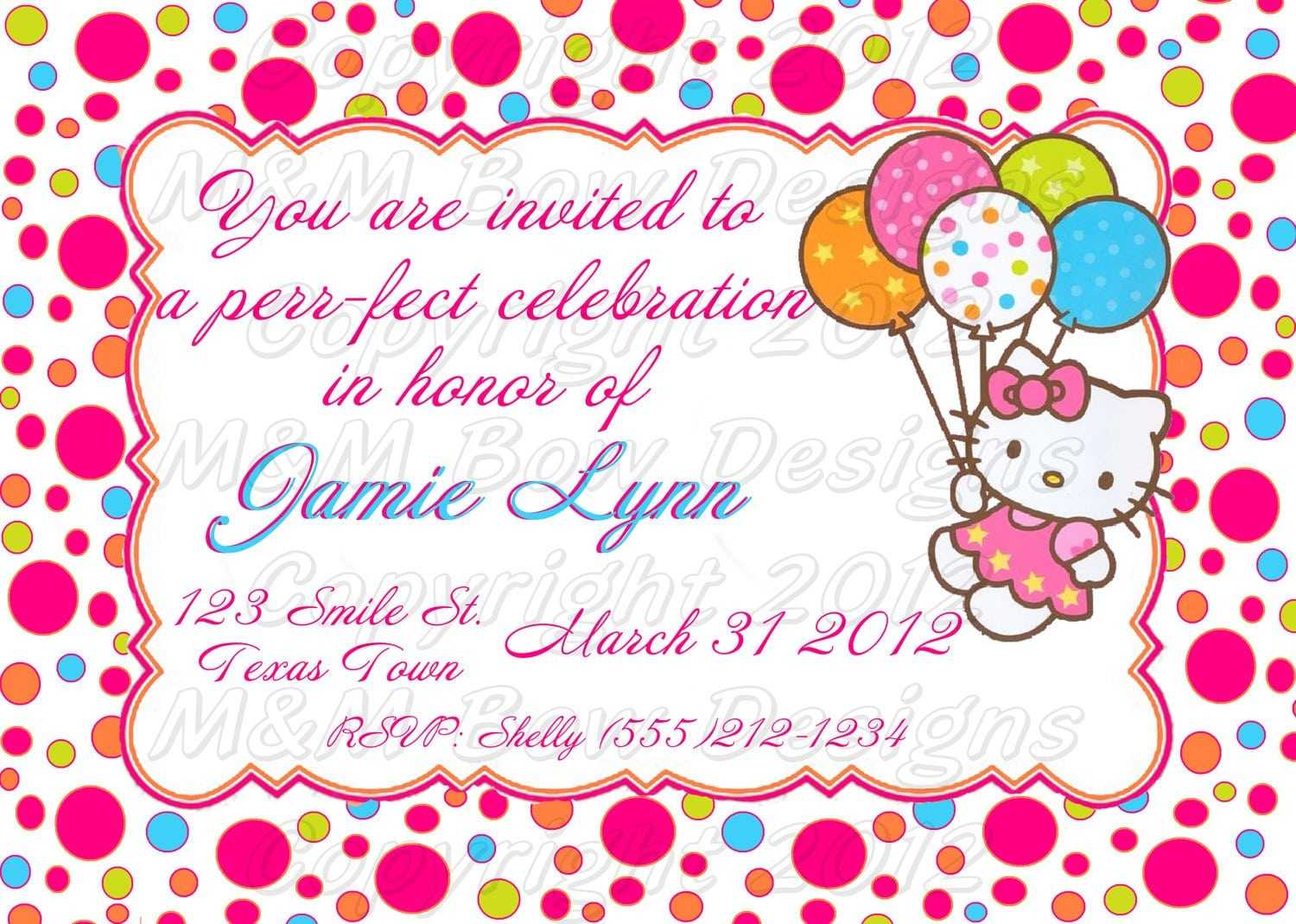 40Th Birthday Ideas: Hello Kitty Birthday Invitation Within Hello Kitty Birthday Card Template Free