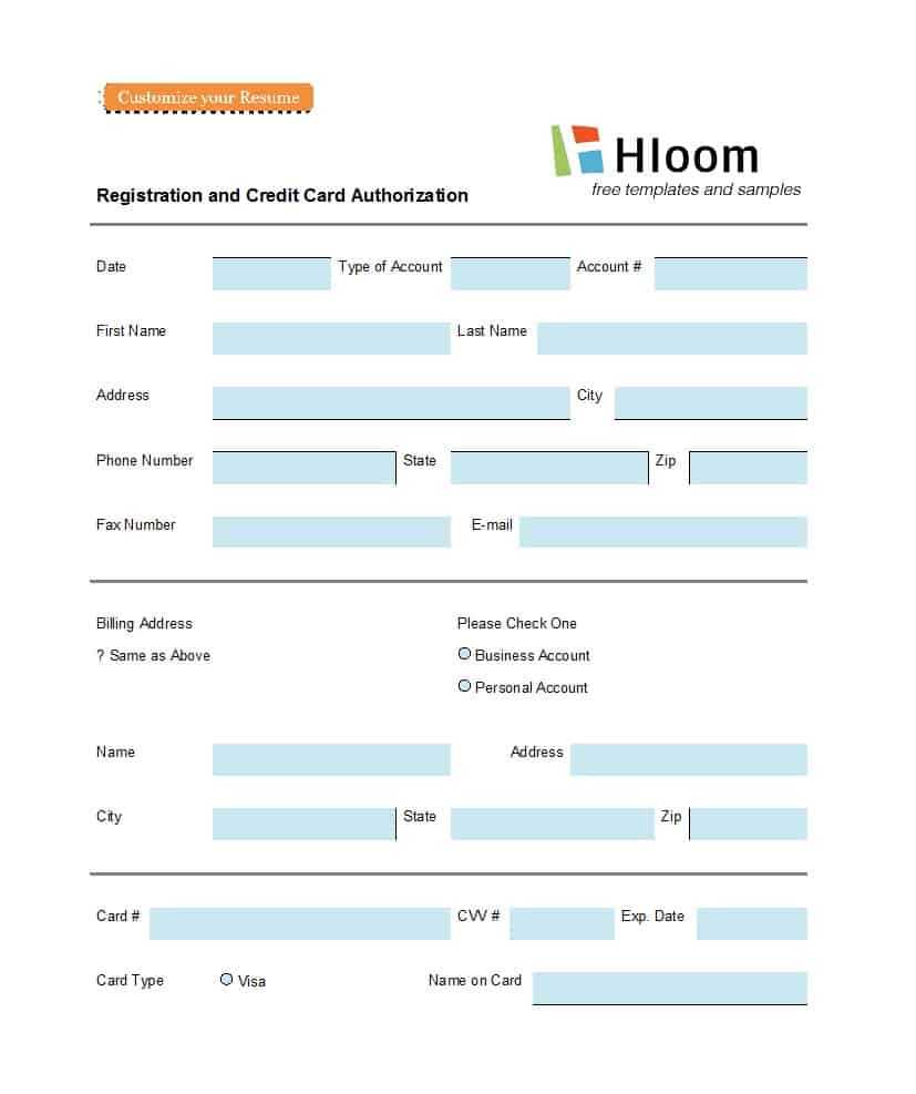 41 Credit Card Authorization Forms Templates {Ready To Use} Pertaining To Credit Card Template For Kids