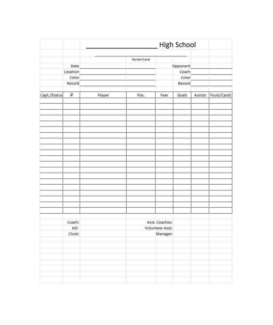 49 Printable Soccer Roster Templates (Soccer Lineup Sheets) ᐅ In Football Referee Game Card Template