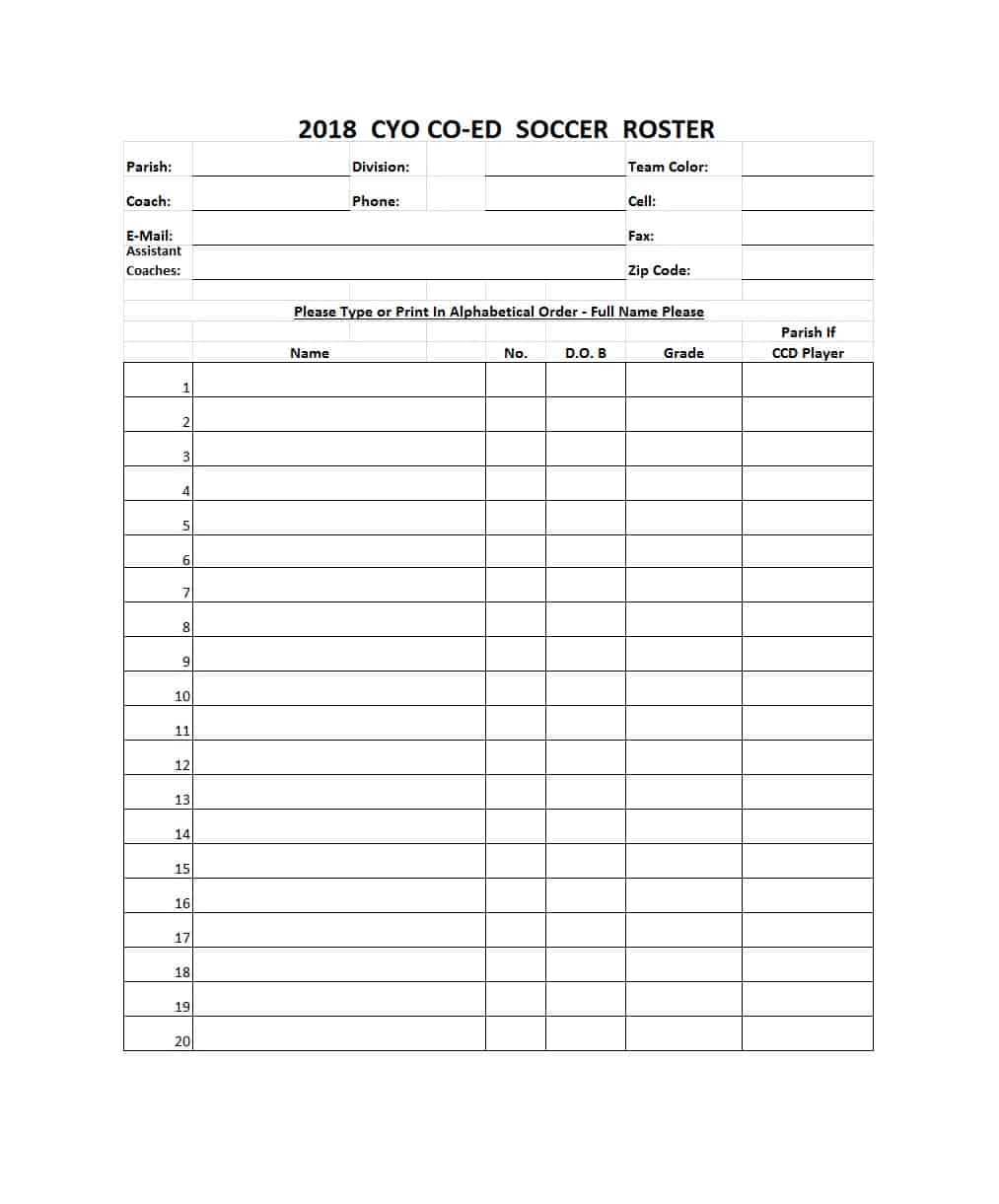 49 Printable Soccer Roster Templates (Soccer Lineup Sheets) ᐅ With Soccer Report Card Template