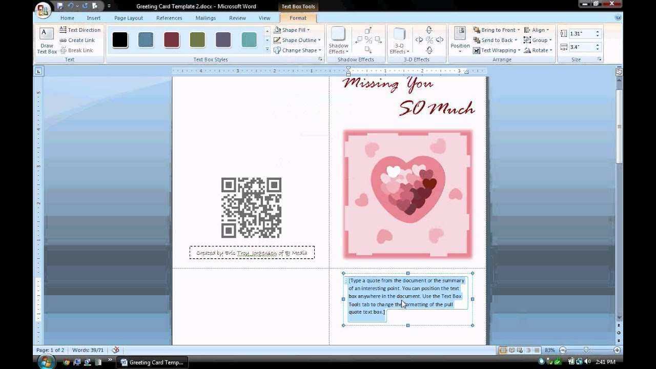 49 Standard Birthday Card Template In Microsoft Word With Regard To Quarter Fold Greeting Card Template