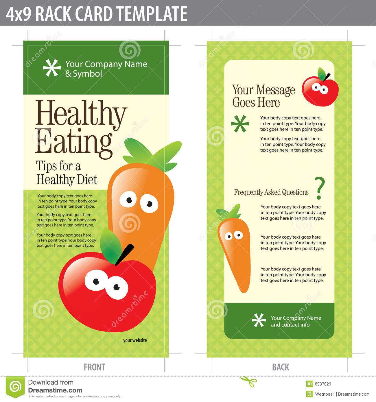 4X9 Rack Card Brochure Template Stock Vector – Illustration Intended For Nutrition Brochure Template