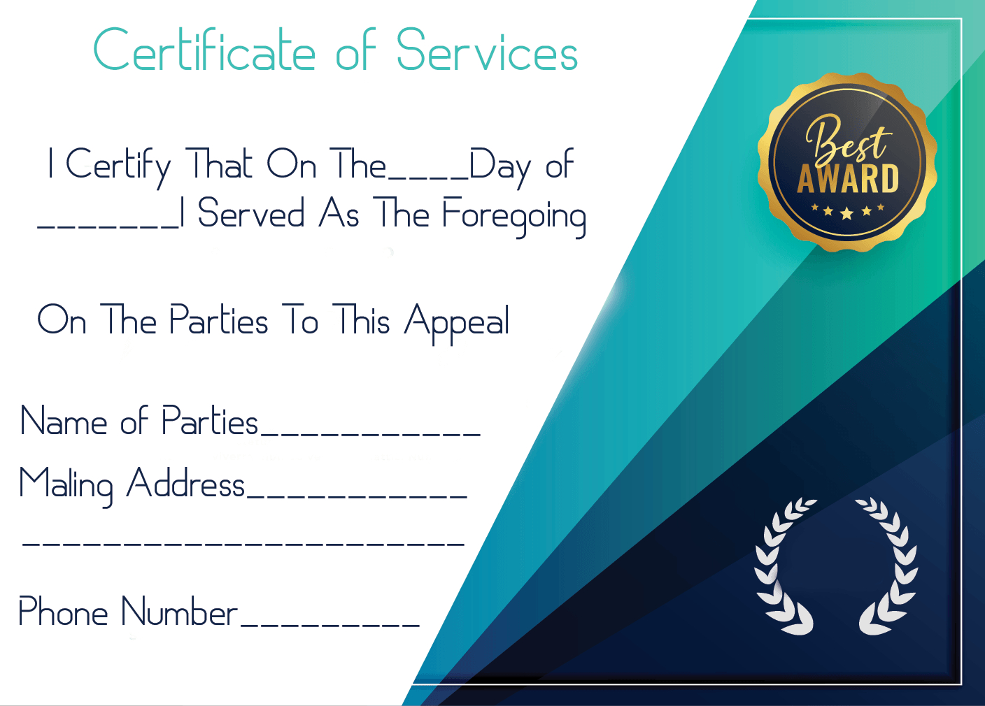 5+ Free Printable Certificate Of Service Templates | How To Wiki Pertaining To Certificate Of Service Template Free