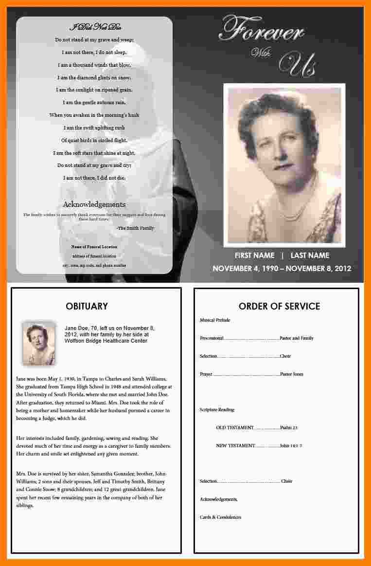 5+ Free Sample Obituary For Funeral Program | Marlows Jewellers With Memorial Cards For Funeral Template Free